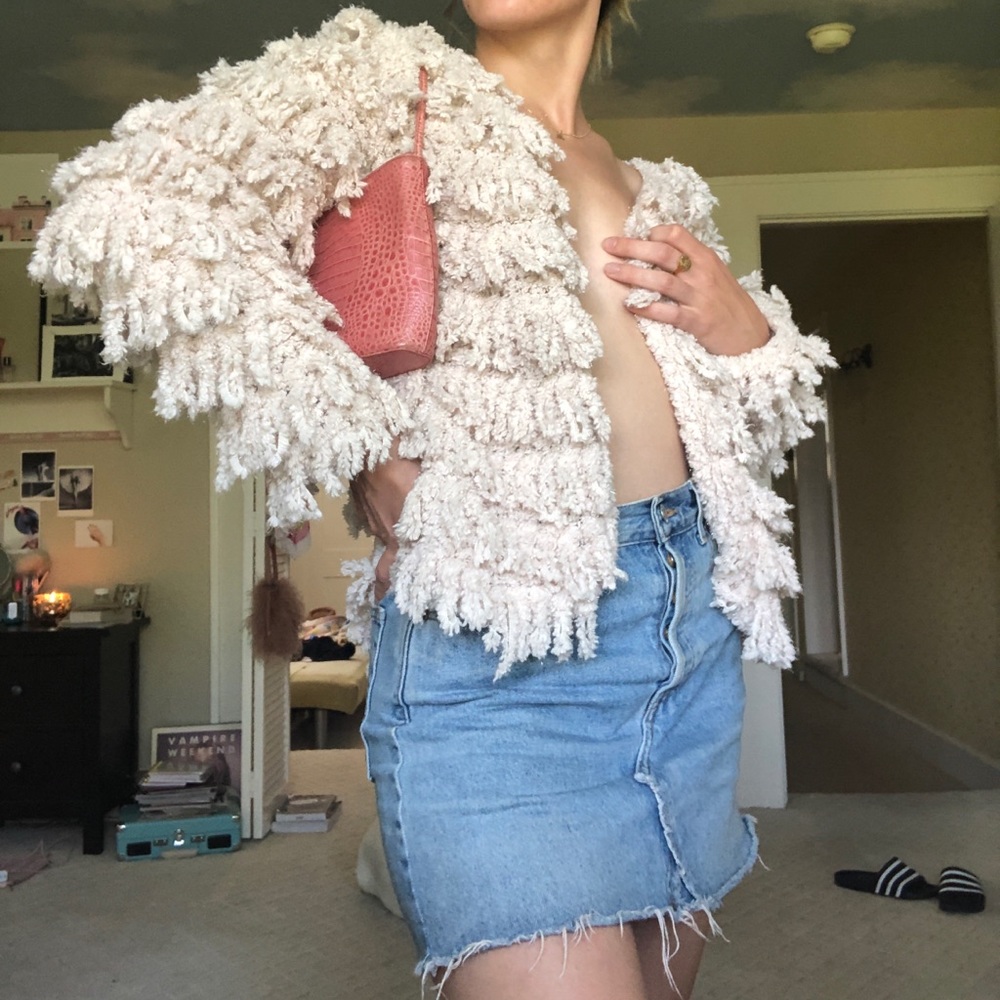 JOA Los Angeles Shag Coat w/Silver Tinsel